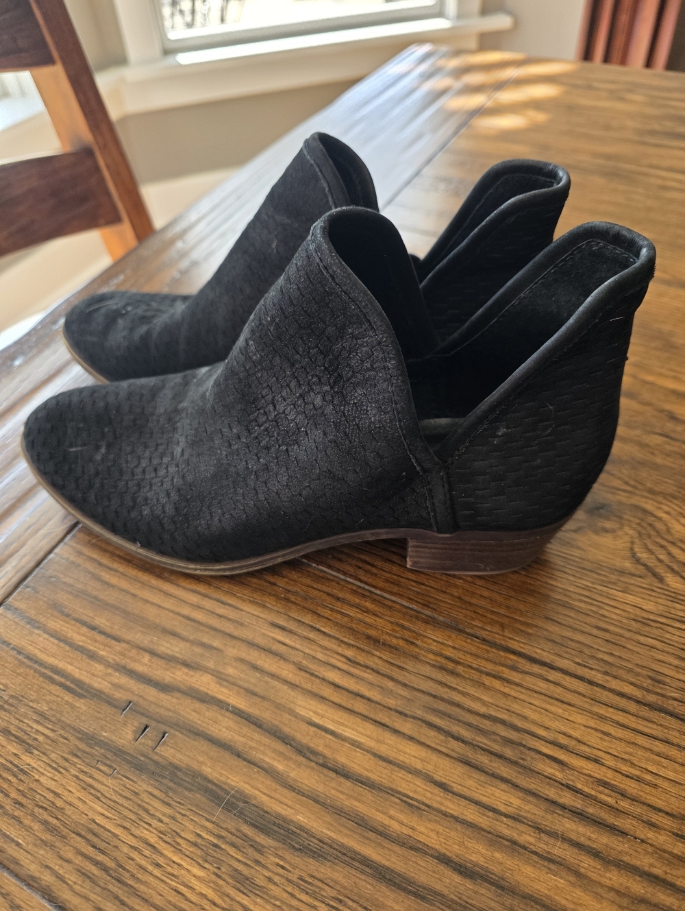 Lucky Brand Black Textured Suede Ankle Booties